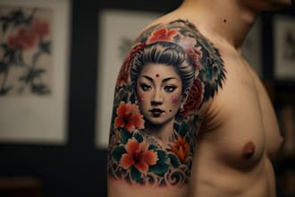 create a japanese style tattoo art