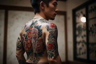 drawing an detailed japanese style art for tattoos