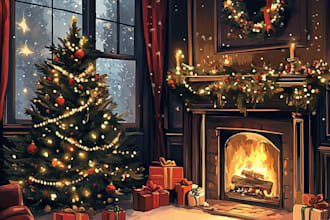 draw christmas card, invitation with watercolor