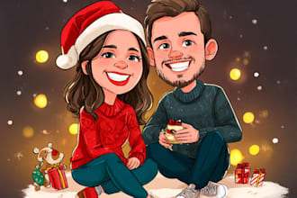 draw caricatures for christmas, birthday couples and wedding