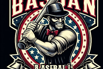 design high quality baseball mascot logo with t shirt design