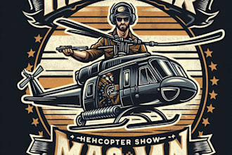 design high quality helicopter mascot logo with t shirt design
