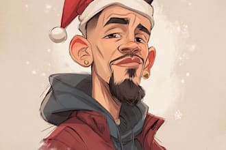 desing a stunning christmas cartoon caricatures