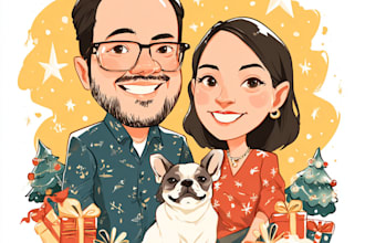 draw caricatures for christmas, birthday couples and wedding
