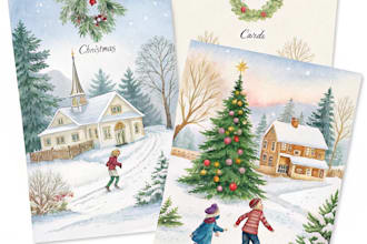 illustrate christmas illustrations and cards for you