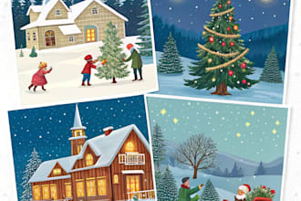 make christmas illustrations and cards for you