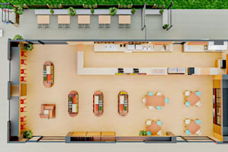 visualize caribbean restaurant,cafe interior render,sustainable green restaurant