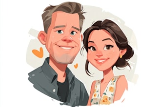 make a depict a couples caricature design