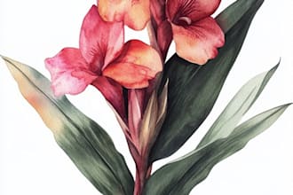draw botanical illustration flowers for logo, pattern design
