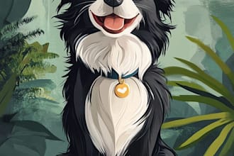 draw disney pets portrait illustration in disney style