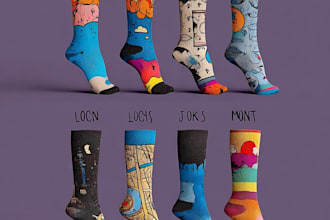 design unique socks for kids, adults, and packaging