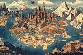 do fantasy map illustration cartography city world regional