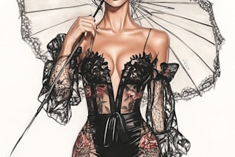 draw a fashion illustration or sketch of a figure in clothes