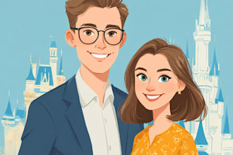 draw a portrait in semi realism disney cartoon style