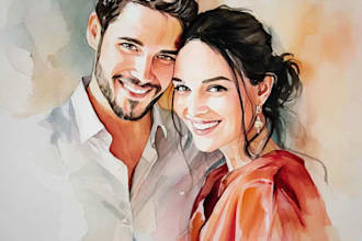 draw watercolor family portrait in procreate