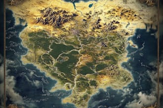 hand drawn fantasy map illustration dnd rpg map illustration vector map design