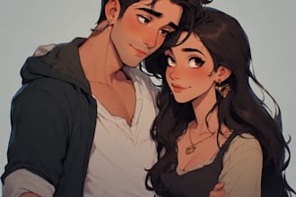 design a personalized wedding or anniversary couple portrait