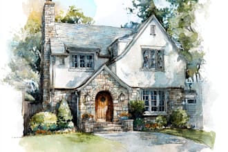 draw your house portrait with watercolor style