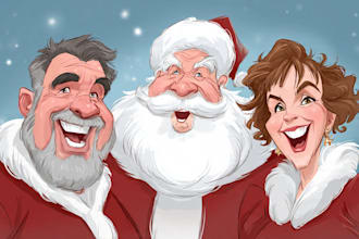 draw christmas cartoon caricature for you
