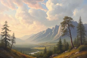 paint realistic landscape watercolor painting illustration