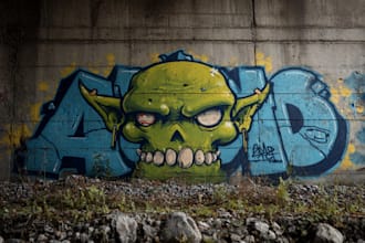 manually design graffiti street art canvas