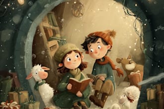 christmas book illustration, christmas children book