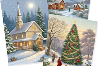 draw christmas illustrations and cards for you