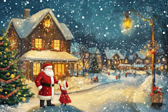 draw christmas illustrations and cards for you