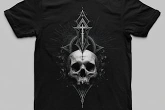 make dark art, horror or skull illustration tshirt design