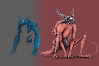 draw a fantasy creature, monster, alien in my style