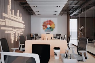 do professional 3d office design, workspace and commercial design