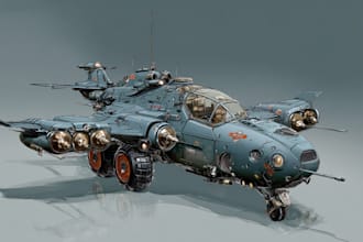 design scifi tank, airplane, futuristic car, aircraft military