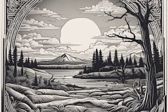 create awesome linocut illustration or linocut imitation