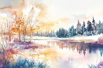 draw a watercolor landscape illustrat