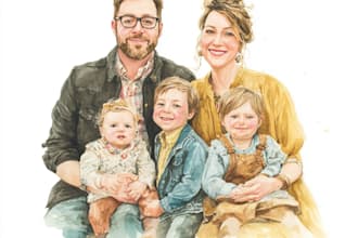 paint a watercolor family portrait for you