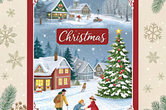 draw christmas illustrations and cards for you