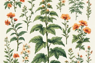 create delicate watercolor flower and leaf illustration