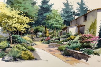 draw a watercolor landscape illustration