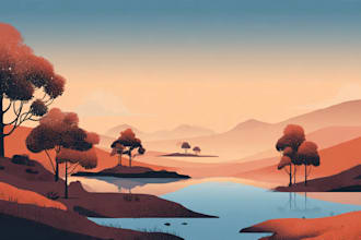 draw a flat vector landscape illustration