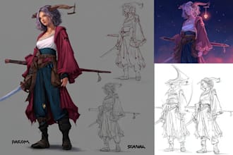 make fantasy character in vintage style