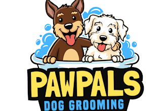 custom pet grooming logo design cute, modern and professional