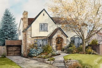 create amazing watercolor illustration of your house