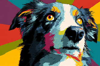 draw custom pet portrait in pop art style1