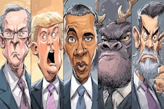 do digital funky quirky political cartoon caricature for you