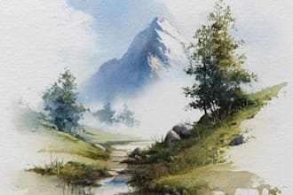 draw a watercolor landscape illustration