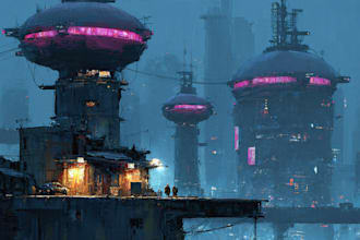 do cyberpunk futuristic city art