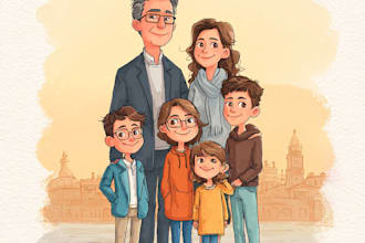 amazing family portrait watercolor portrait