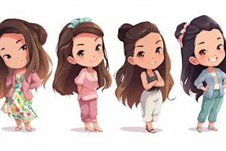 illustrate custom cute chibi or kawaii cartoon character