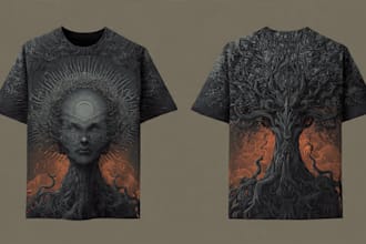 draw a custom dark surrealism for apparel