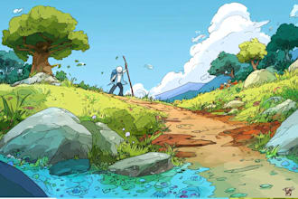 raw cartoon scenery illustration for you